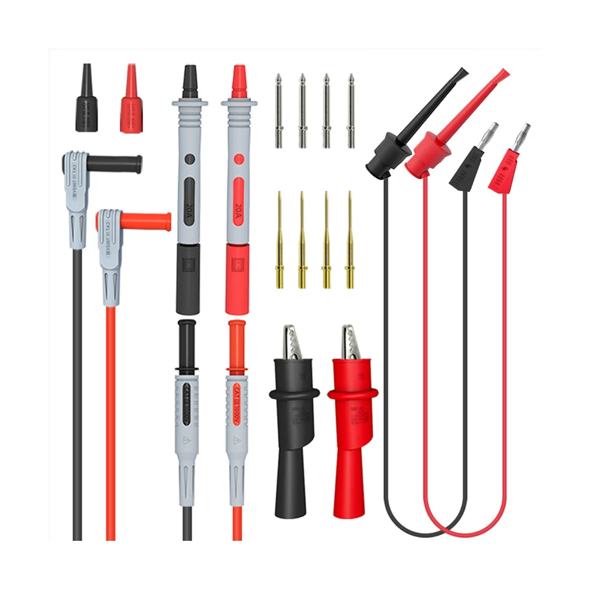 P1308B 18PCS Test Lead Kit 4MM Banana Plug to Test Hook Cable Replaceable Multimeter Probe Alligator Clip
P1308B 18PCS Test Lead Kit 4MM Banana Plug to Test Hook Cable Replaceable Multimeter Probe Alligator Clip