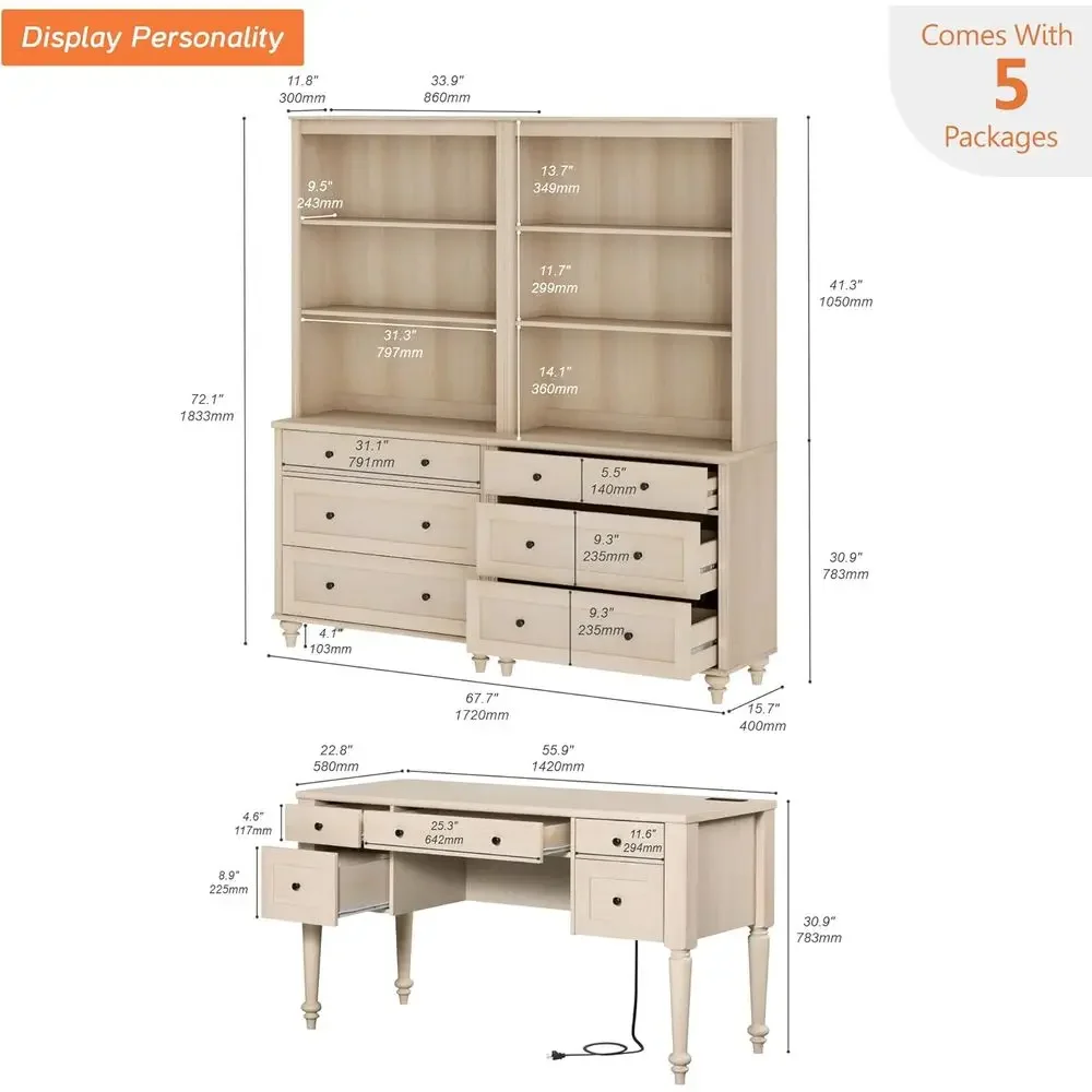 Special OfferHome Oice Urniture Set, 56'' Executive Desk With Charging Station, 72" Tall Bookcase With 6 Ders, Wood Computer Des
Special OfferHome Oice Urniture Set, 56'' Executive Desk With Charging Station, 72" Tall Bookcase With 6 Ders, Wood Computer Des