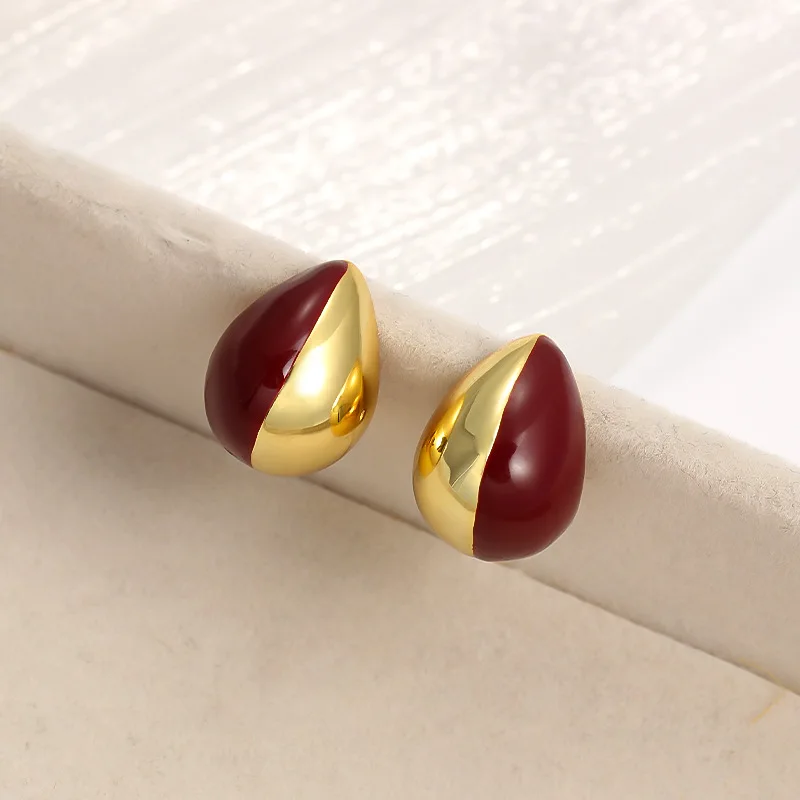Red enamel waterdrop stud earrings for women minimalist simple jewelry elegant cute jewelry
Red enamel waterdrop stud earrings for women minimalist simple jewelry elegant cute jewelry
