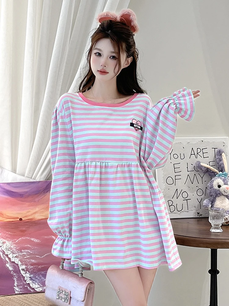 ISTYNI Store Sweet Color Block Striped T-Shirt Dress Loose Lazy Style Women's Dress Autumn New Arrival round Neck Long Sleeve...
ISTYNI Store Sweet Color Block Striped T-Shirt Dress Loose Lazy Style Women's Dress Autumn New Arrival round Neck Long Sleeve...