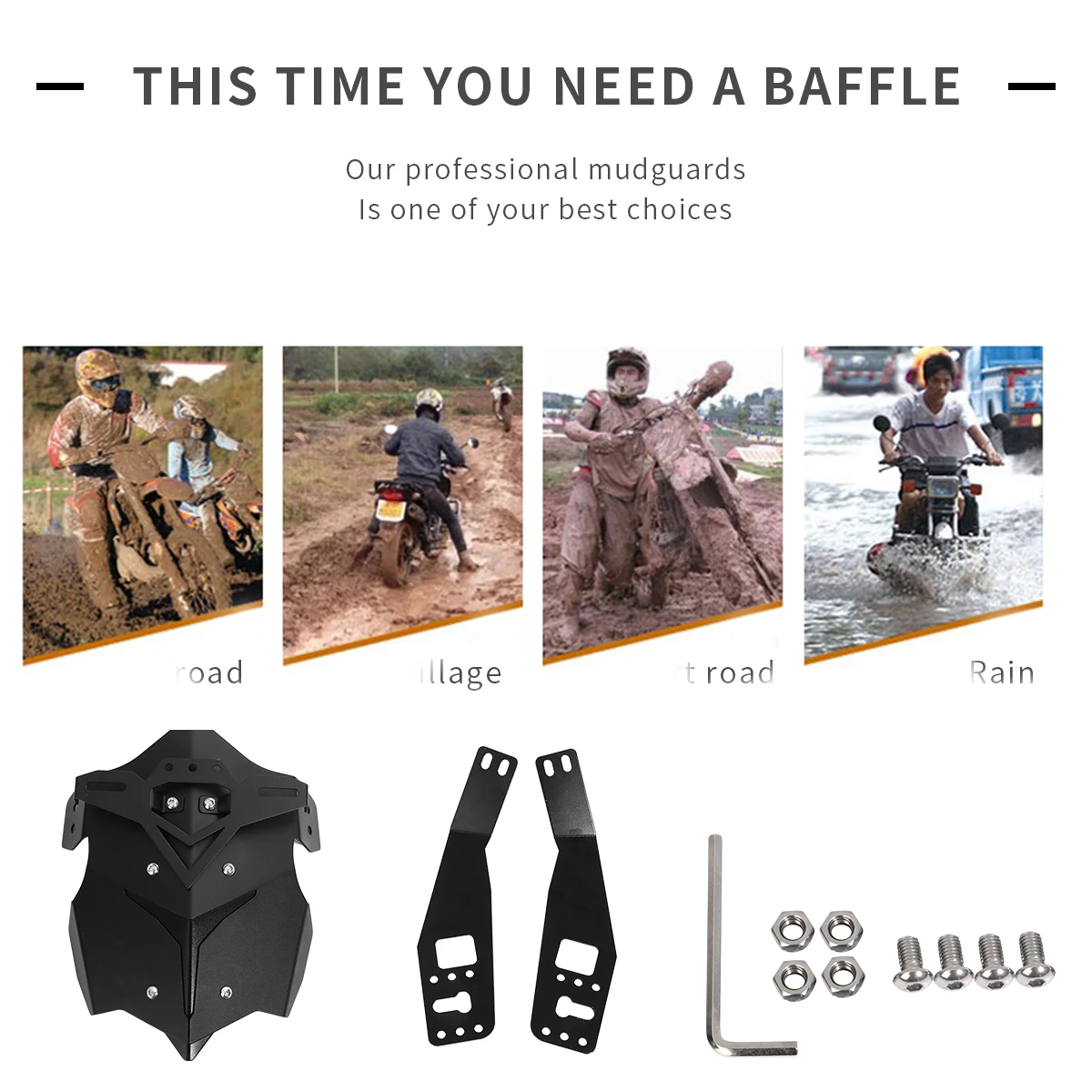 Aluminum Alloy Motorcycle Set Front Rear Accessories for SUV Mudguard Anti Splash Dirt Proof Popular Practical Durability 
Aluminum Alloy Motorcycle Set Front Rear Accessories for SUV Mudguard Anti Splash Dirt Proof Popular Practical Durability