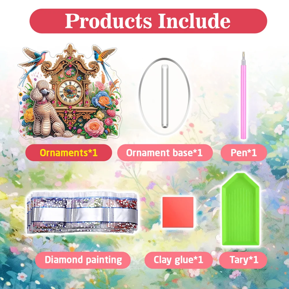 Acrylic Special Shape Flower Bird Diamond Painting Clock Ornaments Kit (A)
Acrylic Special Shape Flower Bird Diamond Painting Clock Ornaments Kit (A)