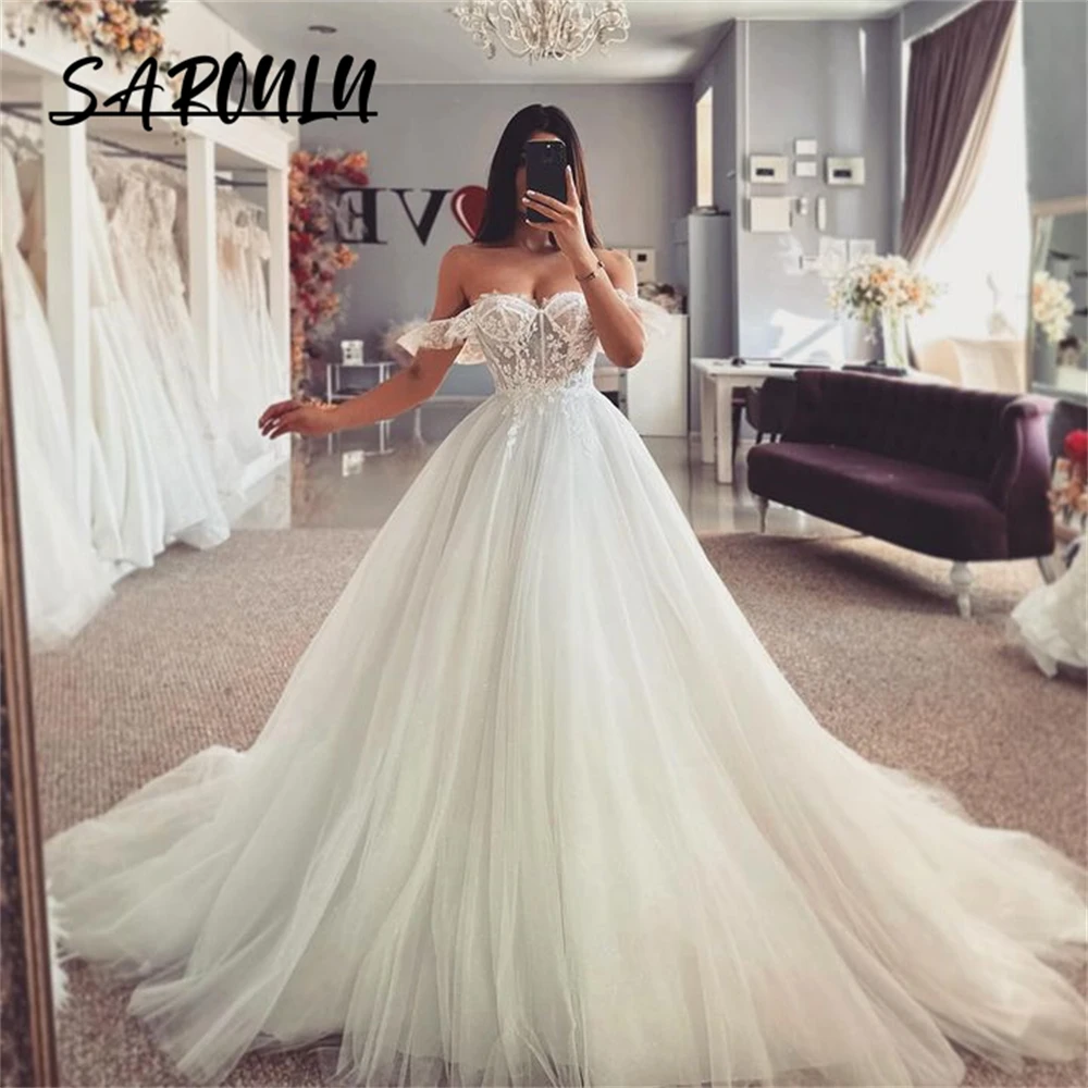 Popular Tulle Ballgown Wedding Dress Off The Shoulder Sleeves Sweetheart Corset Bridal Gown Bohemian Simple Vestidos De Novia
Popular Tulle Ballgown Wedding Dress Off The Shoulder Sleeves Sweetheart Corset Bridal Gown Bohemian Simple Vestidos De Novia