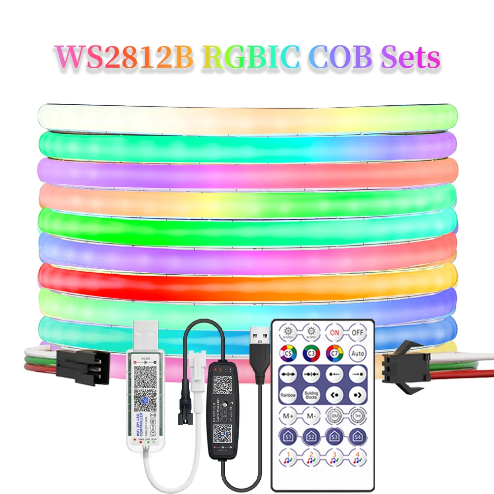 5mm WS2812B Addressable COB Strip light 160LEDs/m WS2812 RGB Full Color LED Lamp With USB/DC 28keys Mic/BT Remote Controller 
5mm WS2812B Addressable COB Strip light 160LEDs/m WS2812 RGB Full Color LED Lamp With USB/DC 28keys Mic/BT Remote Controller