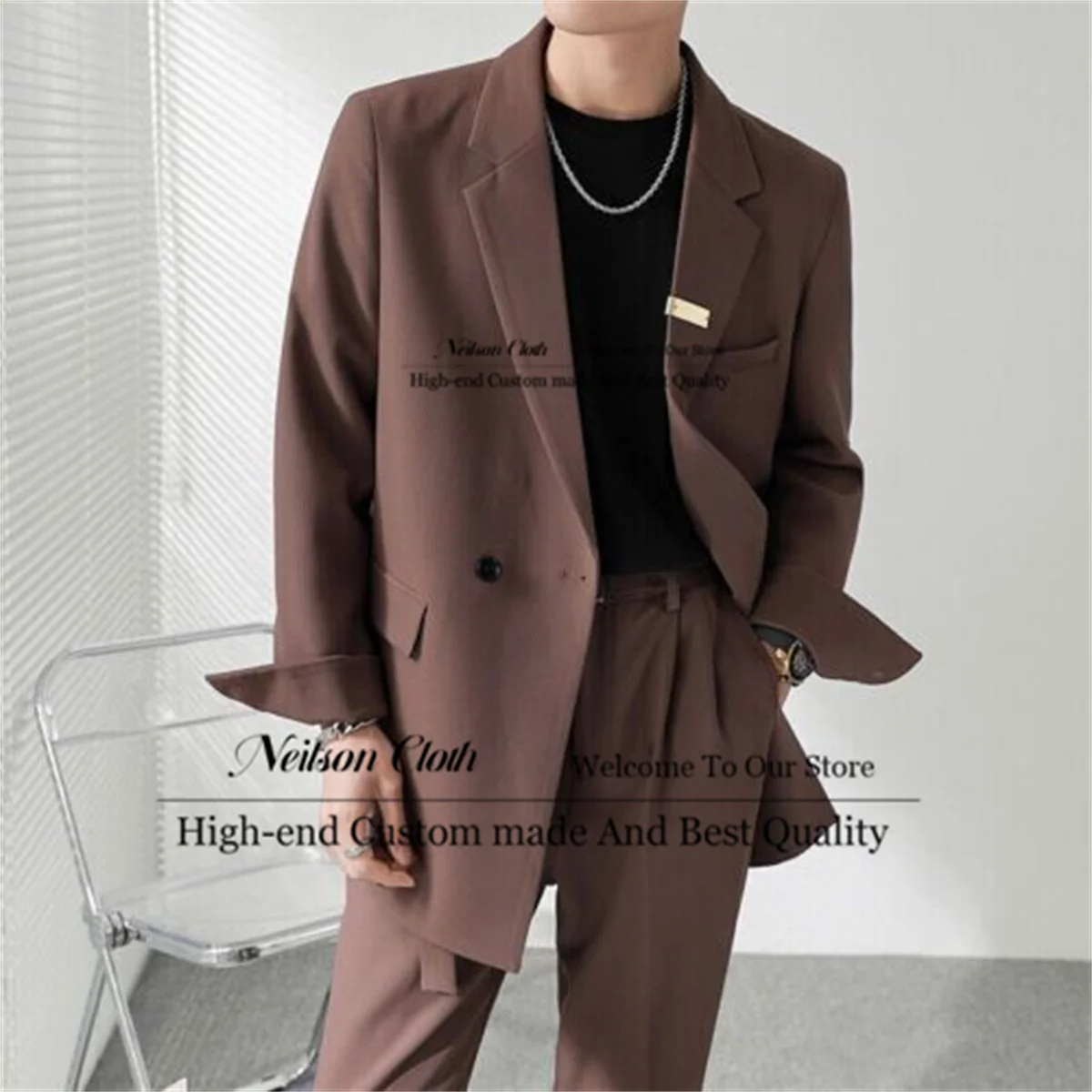 Fashion Brown Male Prom Blazers 2 Pieces Sets Double Breasted Groom Wedding Tuxedos Casual Notched Lapel Office Costume Homme
Fashion Brown Male Prom Blazers 2 Pieces Sets Double Breasted Groom Wedding Tuxedos Casual Notched Lapel Office Costume Homme