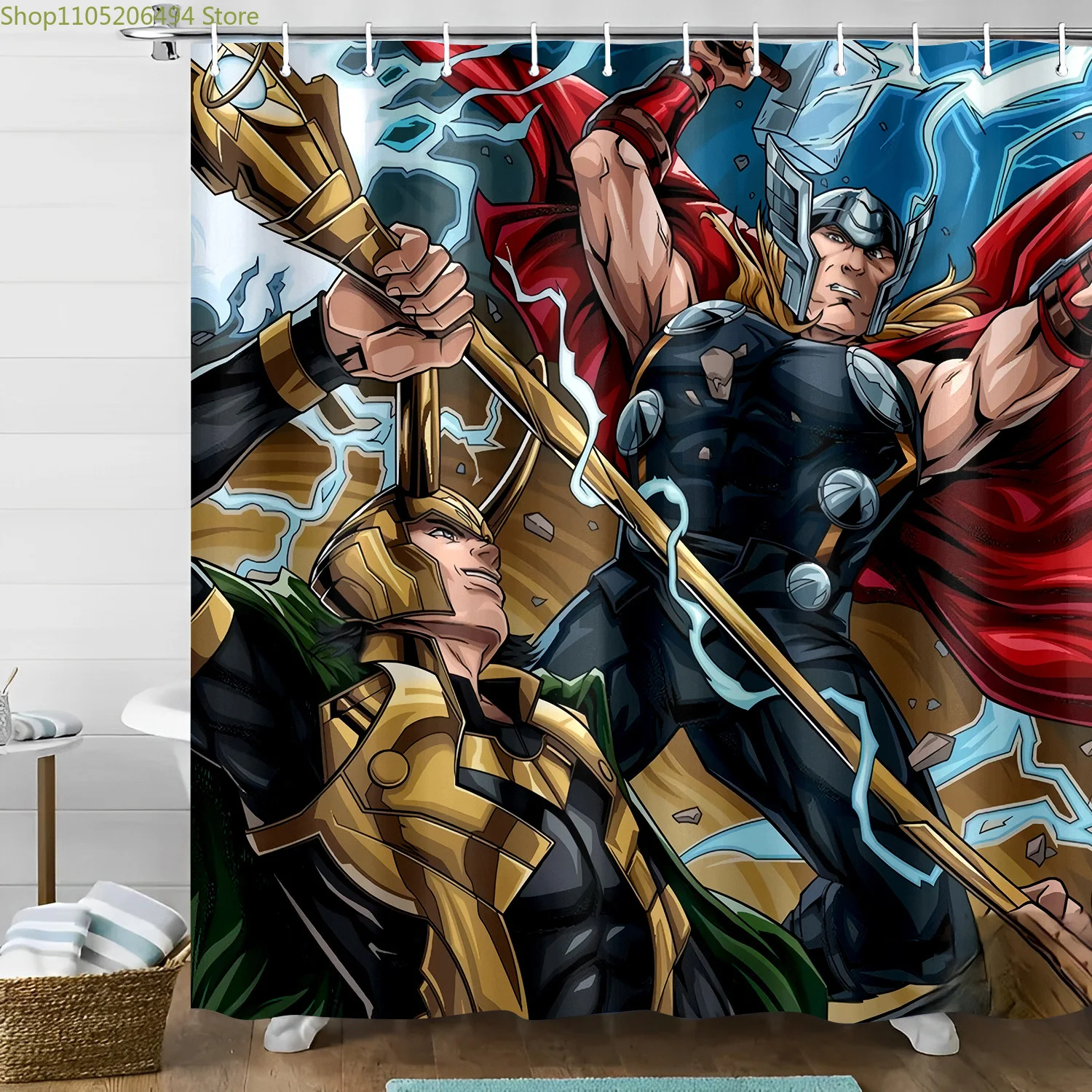 1pc Marvel Shower Curtain Thor the Thunder God Printed Shower Curtain with Hooks,, Window and Wall, Bathtub Bathroom Home Deco
1pc Marvel Shower Curtain Thor the Thunder God Printed Shower Curtain with Hooks,, Window and Wall, Bathtub Bathroom Home Deco