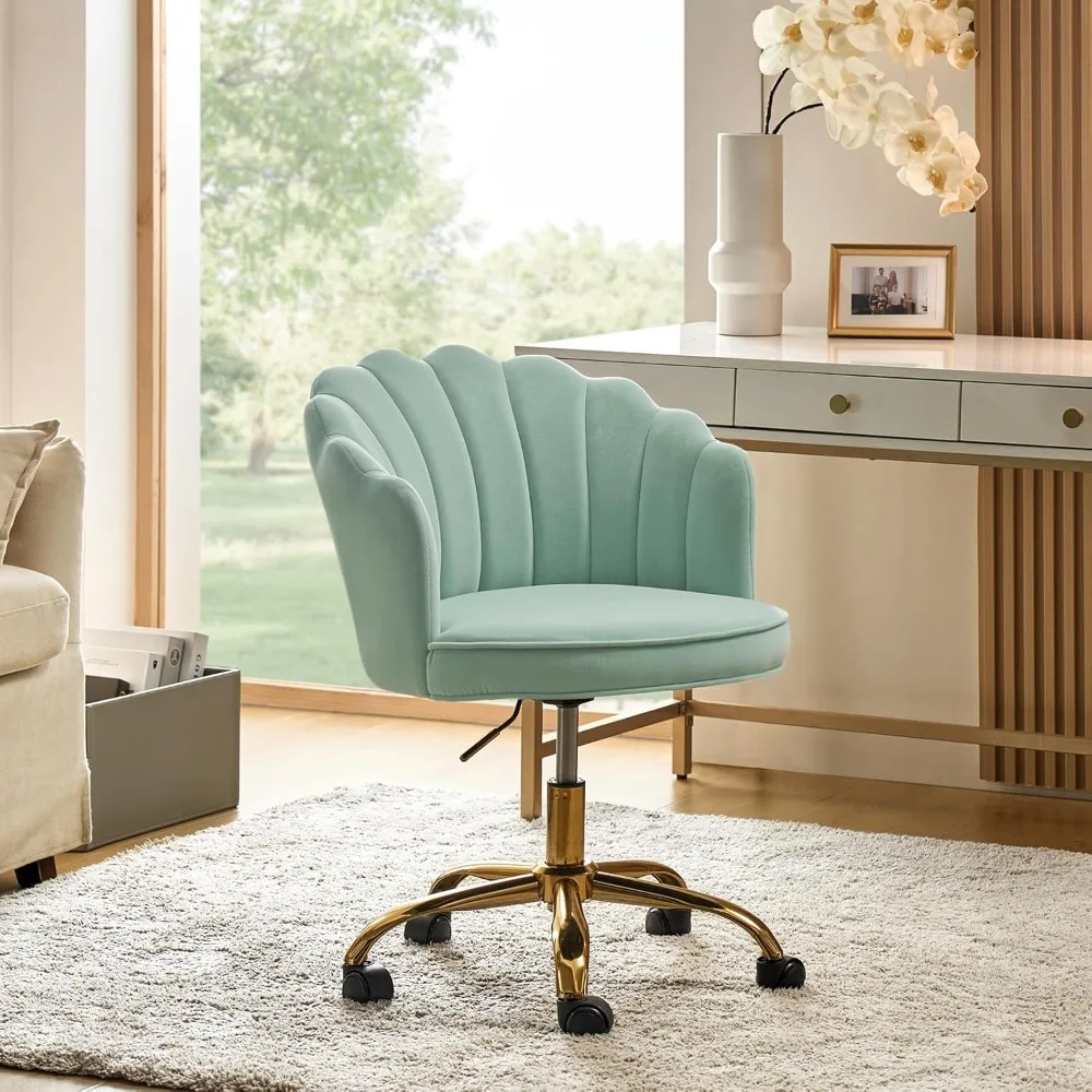 velvet home office chair with gold base, womans modern cute shell back upholstered desk chair for vanity, adjustable swivel tas
velvet home office chair with gold base, womans modern cute shell back upholstered desk chair for vanity, adjustable swivel tas