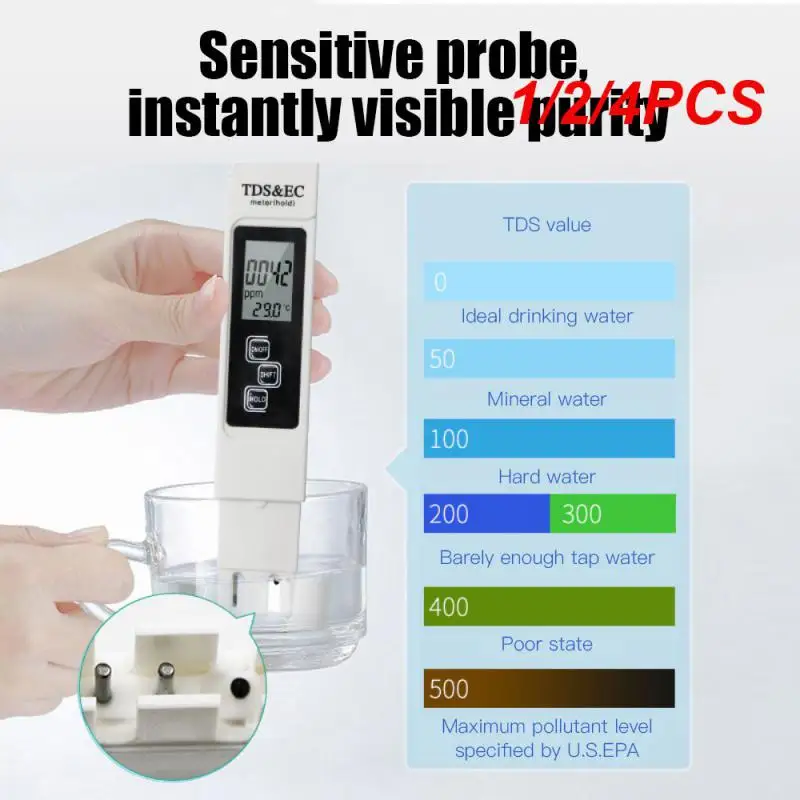 1/2/4PCS Portable Water TDS Meter Pen EC Conductivity Tester Water Quality Monitor for Drinking Water Fertilizer Concentration
1/2/4PCS Portable Water TDS Meter Pen EC Conductivity Tester Water Quality Monitor for Drinking Water Fertilizer Concentration