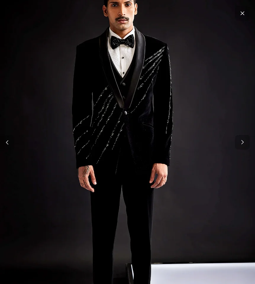 Velvet Crystals Men Suit Set 2 Pcs Blazer+Pants Trousers Groom Wedding Tuxedos Formal Office Business Jacket Coat Customized
Velvet Crystals Men Suit Set 2 Pcs Blazer+Pants Trousers Groom Wedding Tuxedos Formal Office Business Jacket Coat Customized