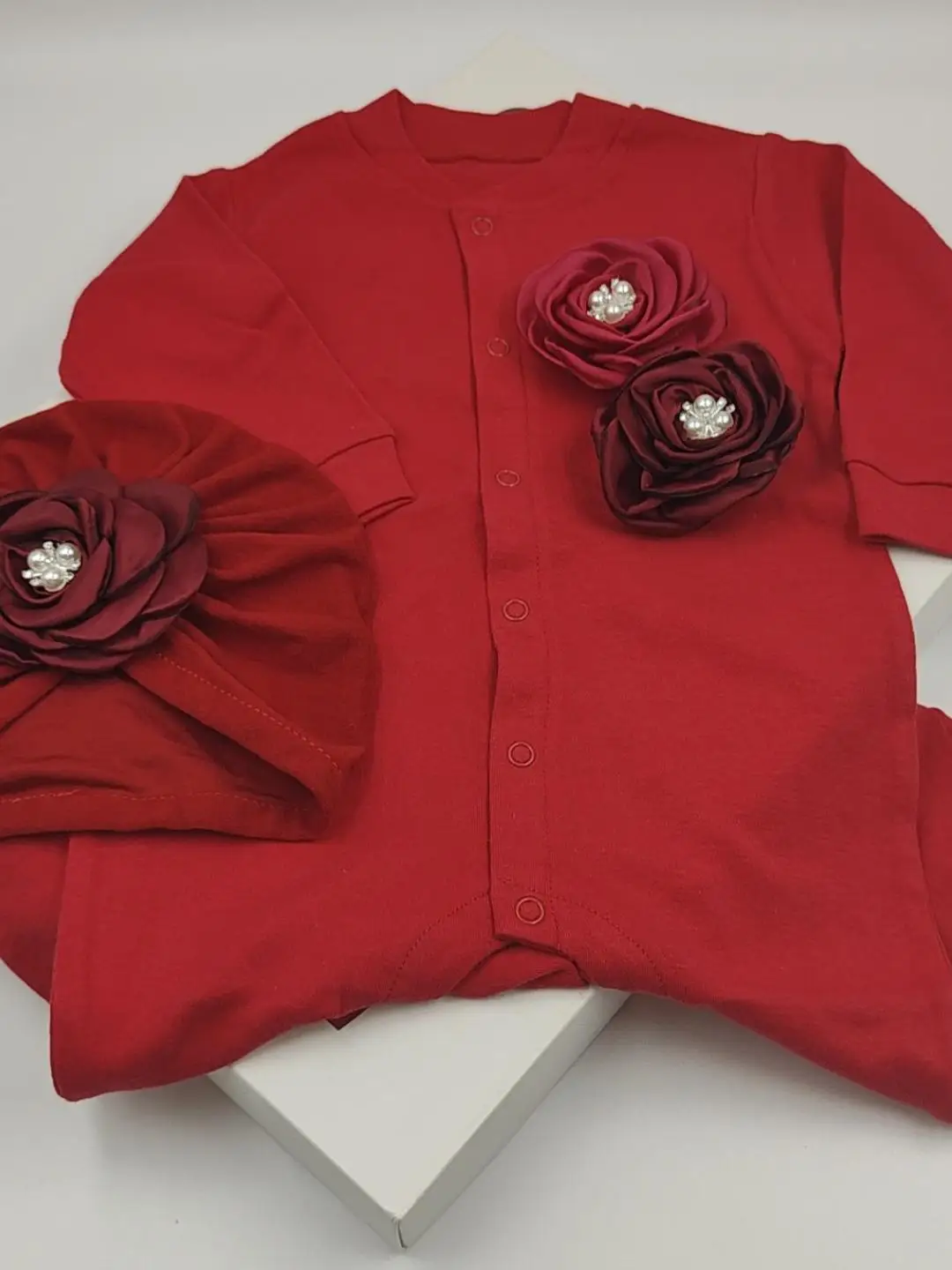 Chinese Style Baby Girl First Birthday Outfit 2Pcs Red Footed Onesie With 3D Flower Hat
Chinese Style Baby Girl First Birthday Outfit 2Pcs Red Footed Onesie With 3D Flower Hat
