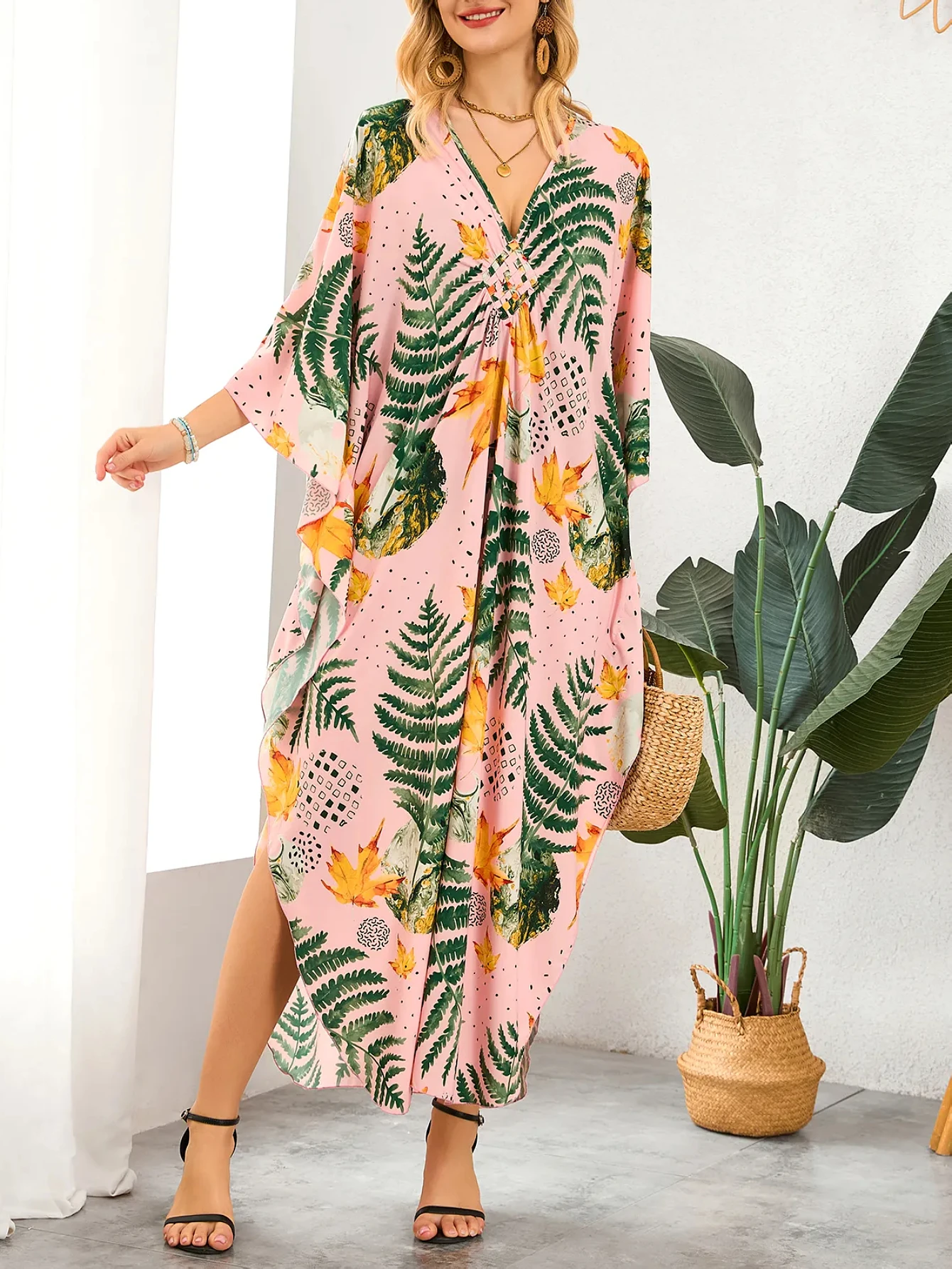 Пляжное платье-кафтан для женщин, больших размеров, с рукавами «летучая мышь», в гавайском стиле, для накидки поверх купальника, летнее
Пляжное платье-кафтан для женщин, больших размеров, с рукавами «летучая мышь», в гавайском стиле, для накидки поверх купальника, летнее