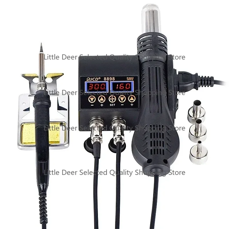 Hot Sales2 IN 1 8898 Soldering Station LED Digital Station 750w Rework Station Hot Air Welding Repair Soldering Iron Tools
Hot Sales2 IN 1 8898 Soldering Station LED Digital Station 750w Rework Station Hot Air Welding Repair Soldering Iron Tools