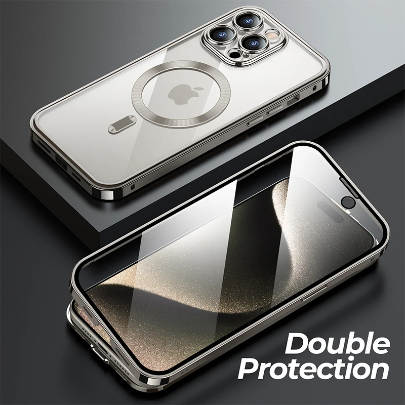 For iPhone 15 14 Pro Max 360 ° All Inclusive Protectives Case Magnetic Safety Wireless Charging Aluminum Alloy Protective Cases
For iPhone 15 14 Pro Max 360 ° All Inclusive Protectives Case Magnetic Safety Wireless Charging Aluminum Alloy Protective Cases
