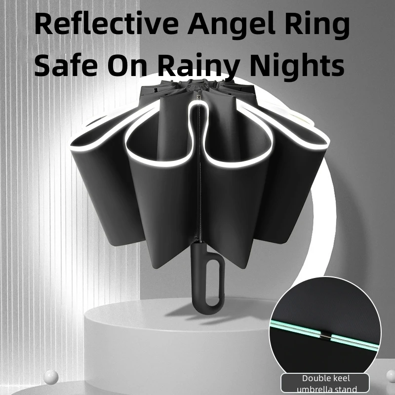 Reflective Strip Reinforce Ring Clasp Fully Automatic Umbrella UV Windproof Strong Umbrella Men and Women Universal Umbrellas
Reflective Strip Reinforce Ring Clasp Fully Automatic Umbrella UV Windproof Strong Umbrella Men and Women Universal Umbrellas