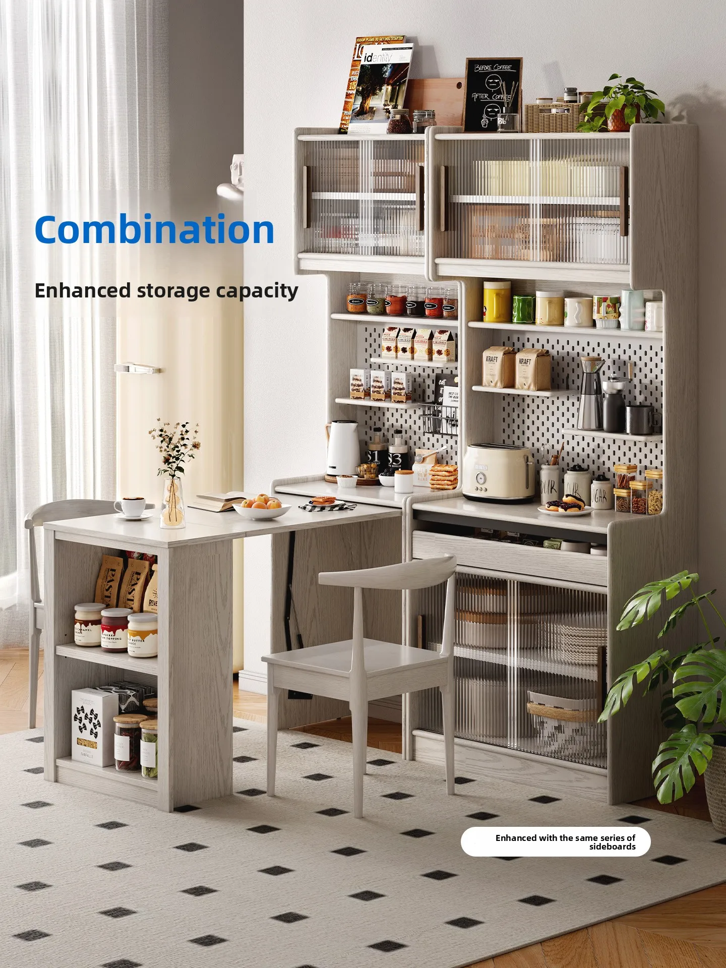 LH solid wood dining side cabinet integrated against the wall, household kitchen storage, living room against the wall
LH solid wood dining side cabinet integrated against the wall, household kitchen storage, living room against the wall