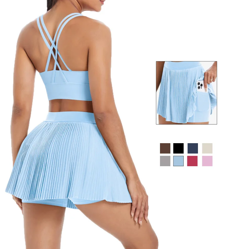 Sexy Beauty Back Sport Bra Women's Newest Tennis Wear 2pieces Pleat Skirts Sets Outdoor Badminton Golf Sport Elegant Dress Sets
Sexy Beauty Back Sport Bra Women's Newest Tennis Wear 2pieces Pleat Skirts Sets Outdoor Badminton Golf Sport Elegant Dress Sets