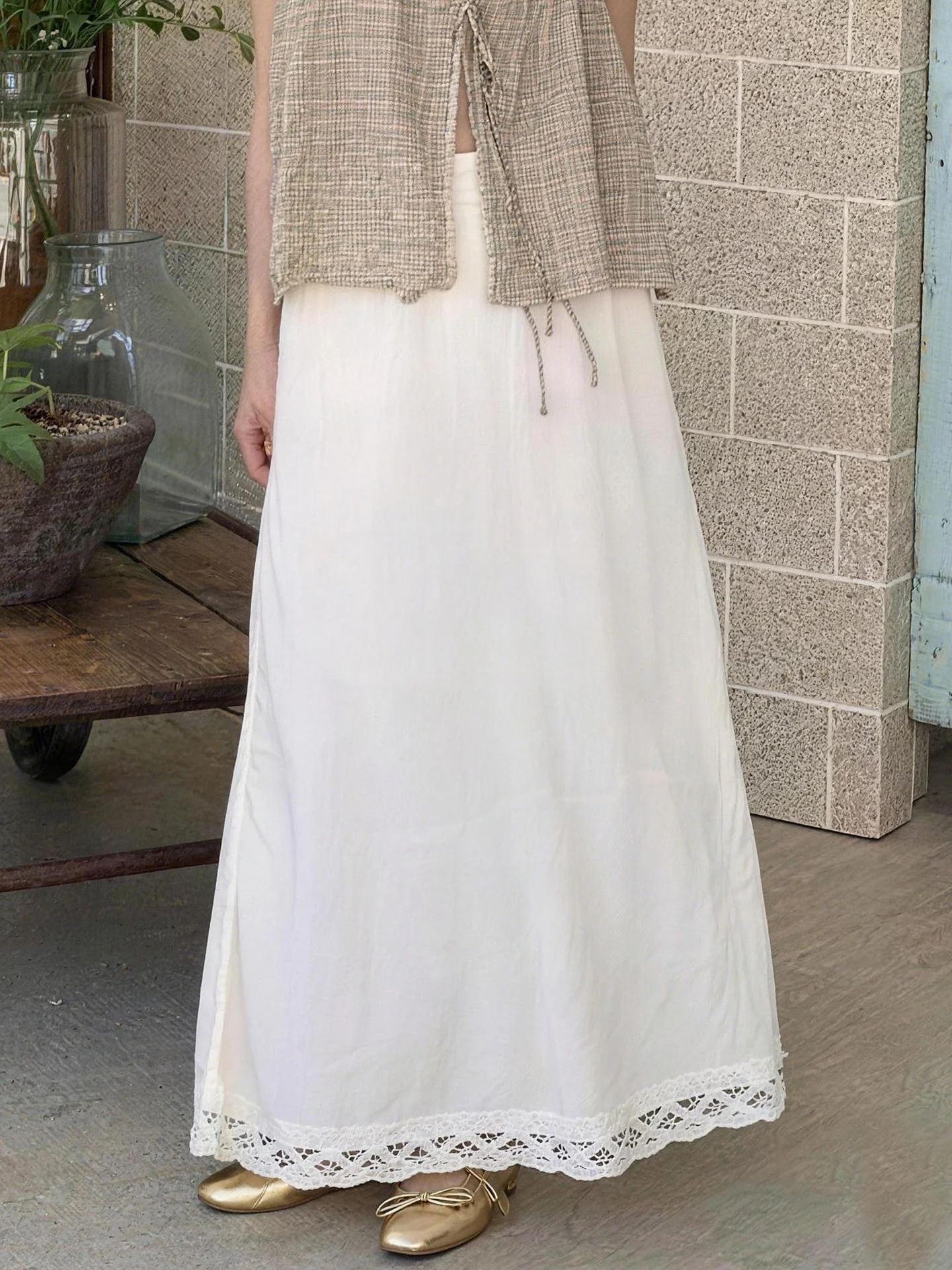 White Lace Skirt Women's Summer Drapy Thin Long Skirt Elastic Waist Belted Half-length Skirt Breathable Cotton A-line Skirt
White Lace Skirt Women's Summer Drapy Thin Long Skirt Elastic Waist Belted Half-length Skirt Breathable Cotton A-line Skirt