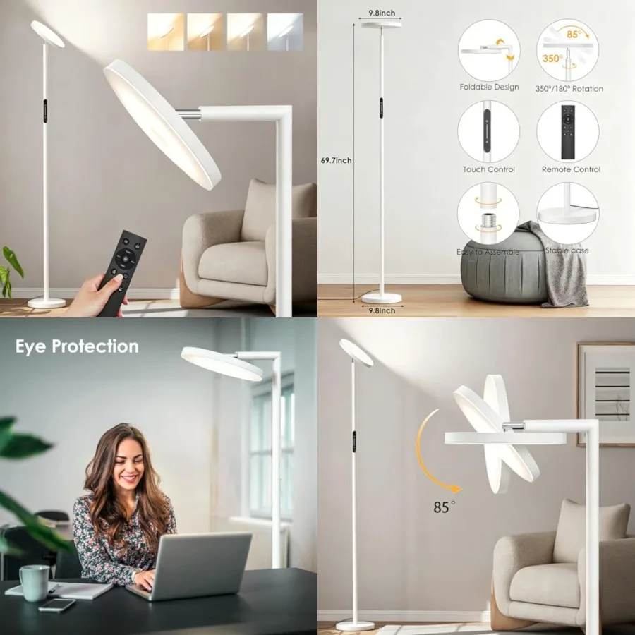 Floor Lamps for Living Room, 32W 3000LM Super Bright LED Torchiere Floor Lamp with Remote and Touch Control, 69" Standing Lamp
Floor Lamps for Living Room, 32W 3000LM Super Bright LED Torchiere Floor Lamp with Remote and Touch Control, 69" Standing Lamp