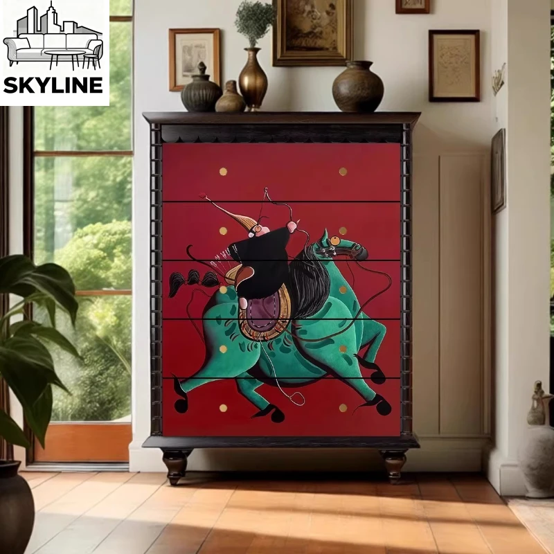 Solid wood chest of drawers Painted porch cabinet Living room drawer locker
Solid wood chest of drawers Painted porch cabinet Living room drawer locker