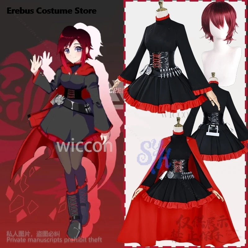 Ruby Rose Anime RWBY Cosplay Red Cape Battle Dress Rose Punk Belt Goth Black Red Lolita Y2K Uniform Halloween Party Customized
Ruby Rose Anime RWBY Cosplay Red Cape Battle Dress Rose Punk Belt Goth Black Red Lolita Y2K Uniform Halloween Party Customized