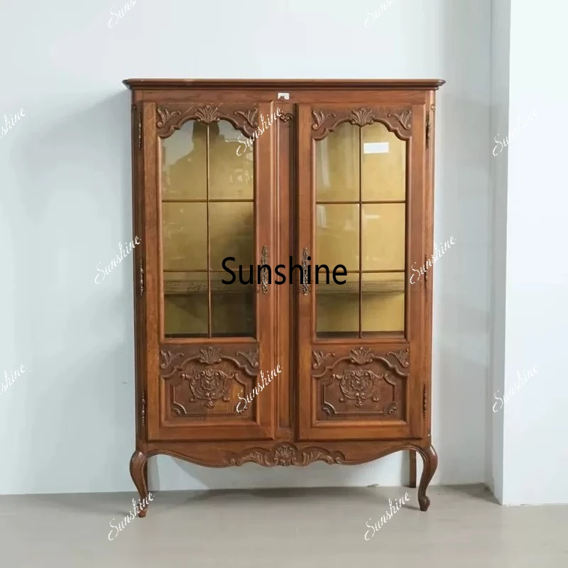 French solid wood medieval wine cabinet European living room glass door retro floor wine cabinet
French solid wood medieval wine cabinet European living room glass door retro floor wine cabinet