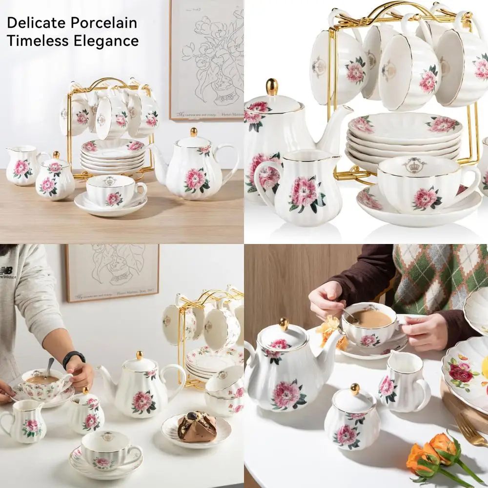 Royal British Porcelain Tea Set, 8oz Cups, 6-Person Service, Includes Teapot, Sugar Bowl, Creamer, Teaspoons, Tea Strainer, Idea
Royal British Porcelain Tea Set, 8oz Cups, 6-Person Service, Includes Teapot, Sugar Bowl, Creamer, Teaspoons, Tea Strainer, Idea