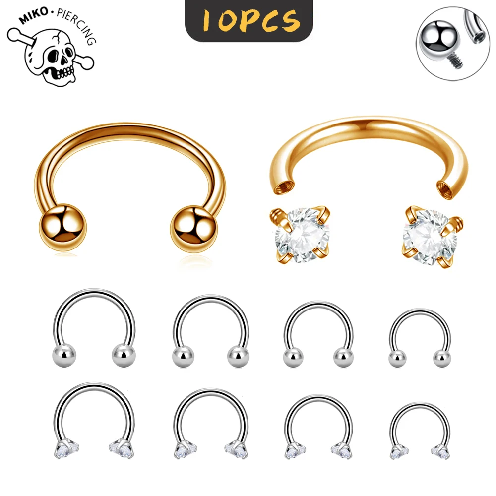 10Pcs ASTM F136 Titanium Horseshoe Piercing Intemal Thread Nose Ring U Shape Hoop Ear Septum Helix Lip Tragus Piercing Jewelry
10Pcs ASTM F136 Titanium Horseshoe Piercing Intemal Thread Nose Ring U Shape Hoop Ear Septum Helix Lip Tragus Piercing Jewelry