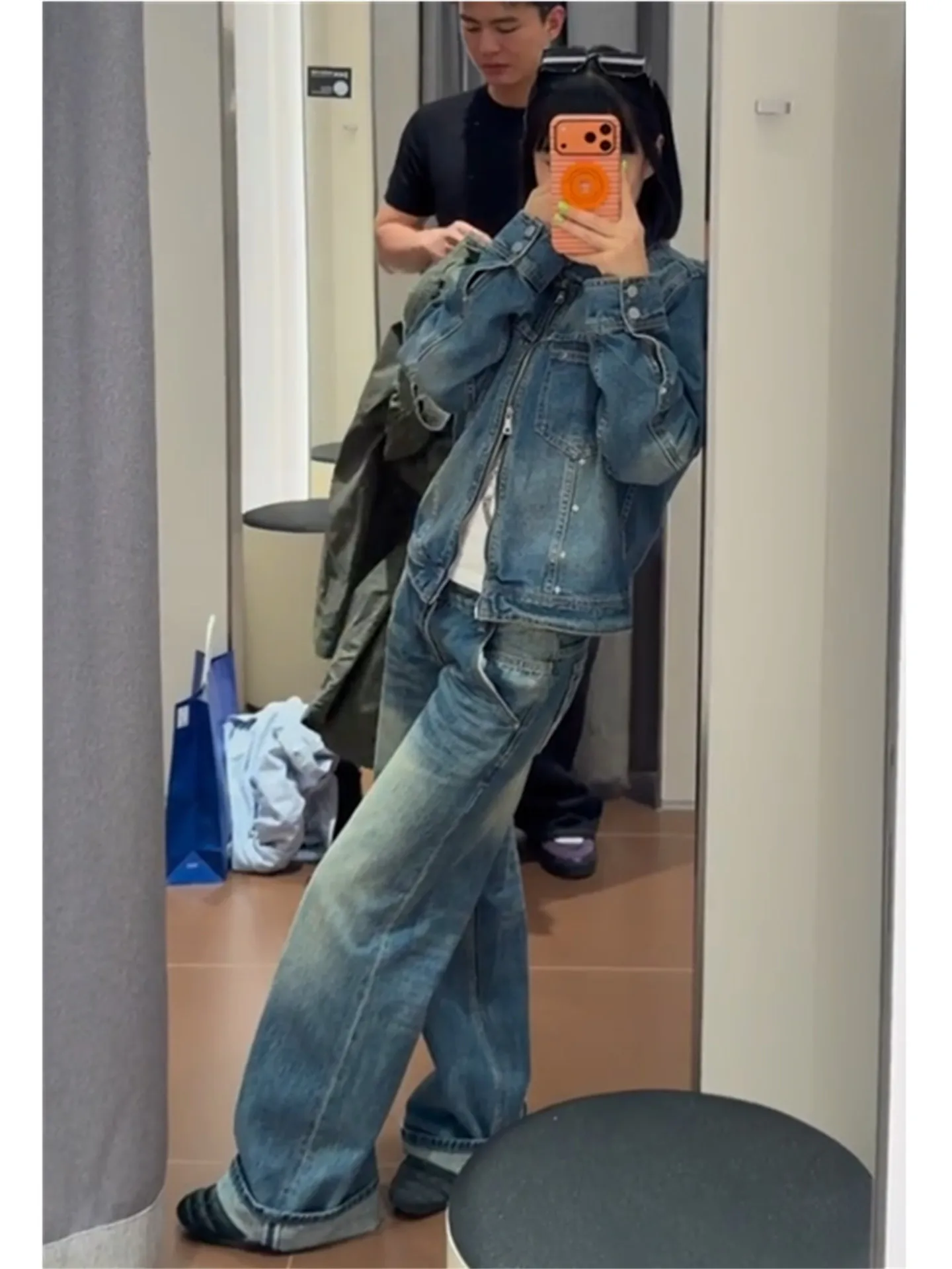 American Style Vintage Low Waist Straight Leg Blue Jeans Women's Loose Slimming Tall Extended Wide Leg Pants
American Style Vintage Low Waist Straight Leg Blue Jeans Women's Loose Slimming Tall Extended Wide Leg Pants