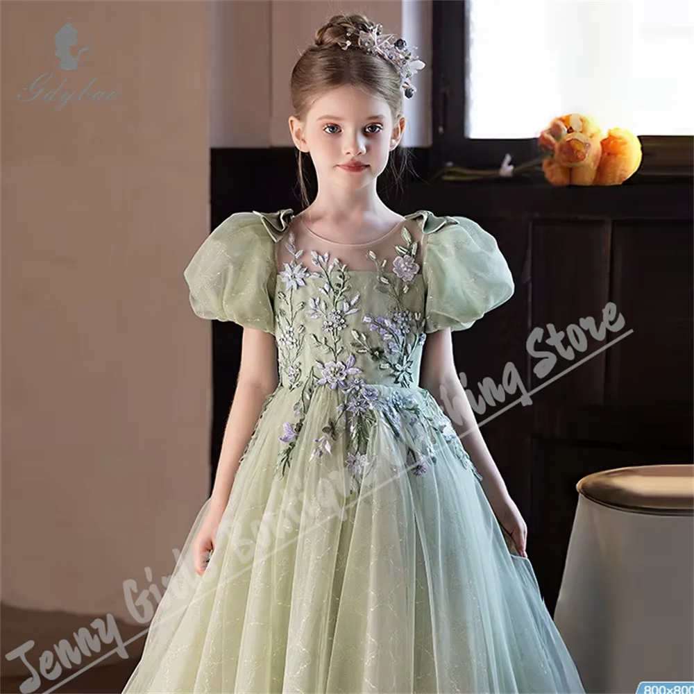 Flower Girl Wedding Party Dresses Elegance Long Beauty Pageant Sheer Crew Neck Puff Sleeves Children's Birthday Dressesm 
Flower Girl Wedding Party Dresses Elegance Long Beauty Pageant Sheer Crew Neck Puff Sleeves Children's Birthday Dressesm