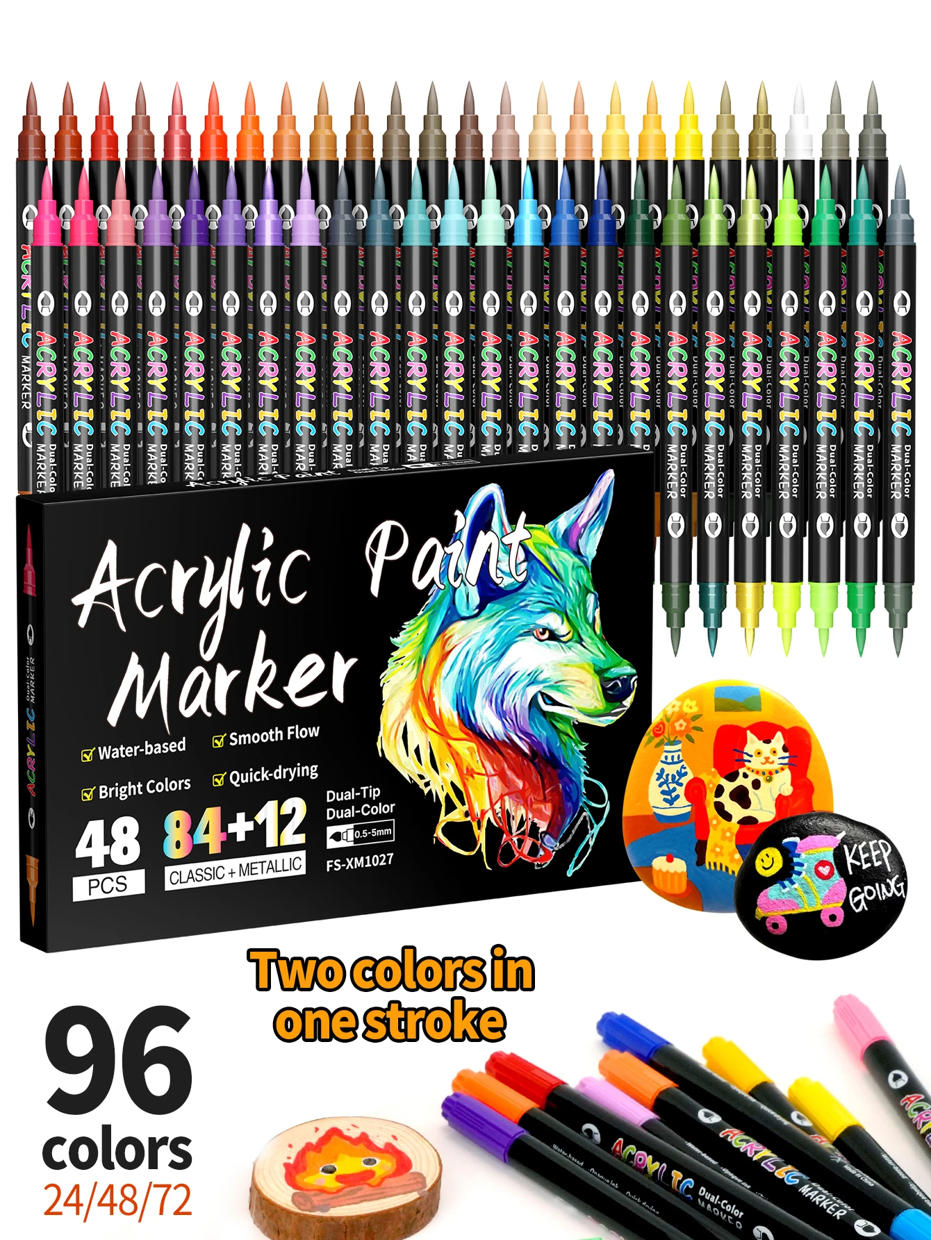 24/48/72/144 Color Acrylic Paint Markers, Dual-Tip Dual-Color Design Suitable for Rock Painting, Canvas, Glass, Ceramics, Fabric, Plastic, and Soft Brushes
24/48/72/144 Color Acrylic Paint Markers, Dual-Tip Dual-Color Design Suitable for Rock Painting, Canvas, Glass, Ceramics, Fabric, Plastic, and Soft Brushes