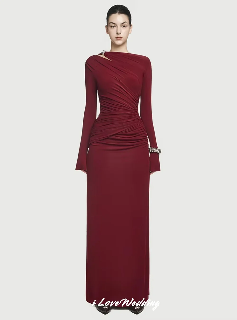Burgundy High Neck Evening Dress 2025 Long Sleeve Hollow Out Mermaid Pleated Elegant Floor-Length Wedding Party Dress Customized
Burgundy High Neck Evening Dress 2025 Long Sleeve Hollow Out Mermaid Pleated Elegant Floor-Length Wedding Party Dress Customized