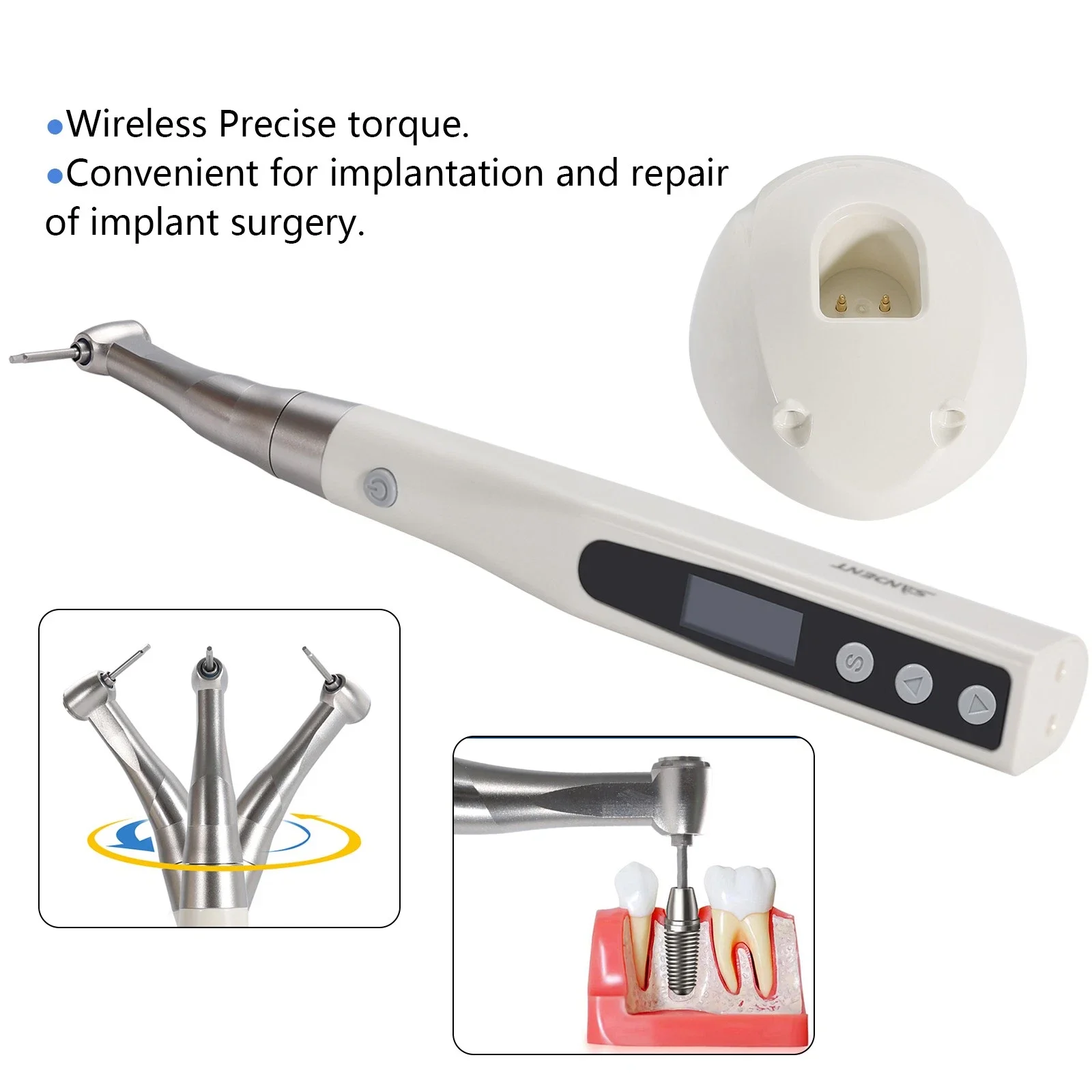 Dental Cordless Implant Electric Torque Wrench Handpiece Tool Driver 360° Rotate
Dental Cordless Implant Electric Torque Wrench Handpiece Tool Driver 360° Rotate