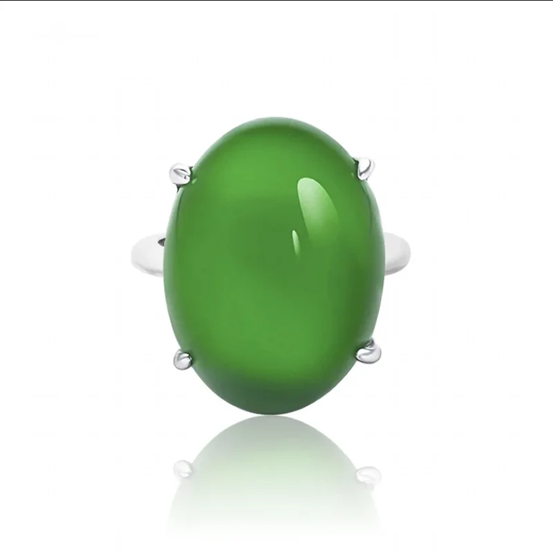 S925 Silver Ring Set with High Ice Green Jade Chalcedony Temperament Style Big Egg Face 15 * 20mm Agate Ring
S925 Silver Ring Set with High Ice Green Jade Chalcedony Temperament Style Big Egg Face 15 * 20mm Agate Ring