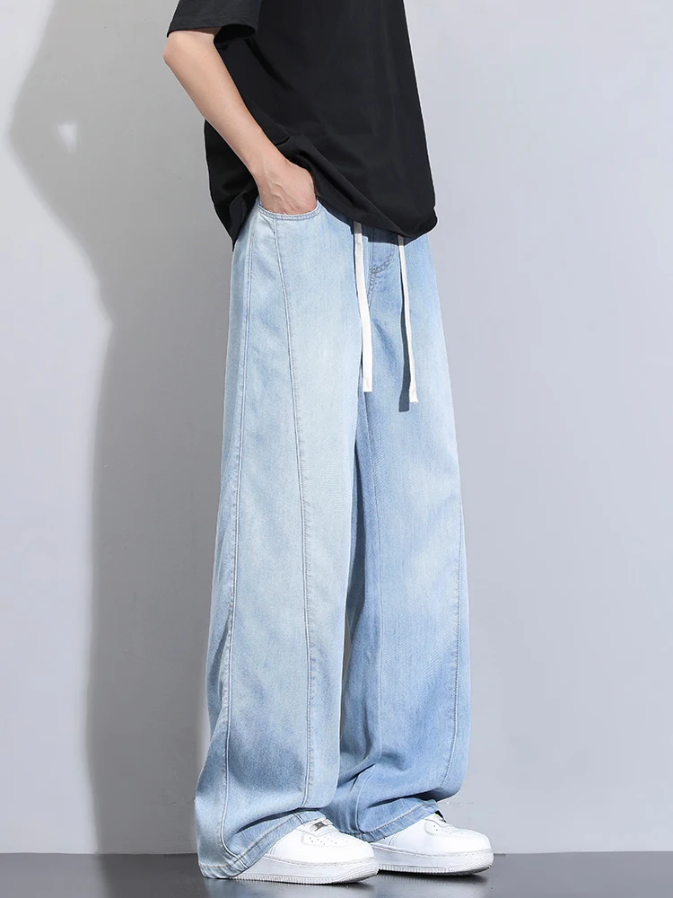 Summer Lyocell Jeans Men Korean Fashion Wide Leg Straight Denim Pants Light and Thin Cool Baggy Jeans Trousers
Summer Lyocell Jeans Men Korean Fashion Wide Leg Straight Denim Pants Light and Thin Cool Baggy Jeans Trousers