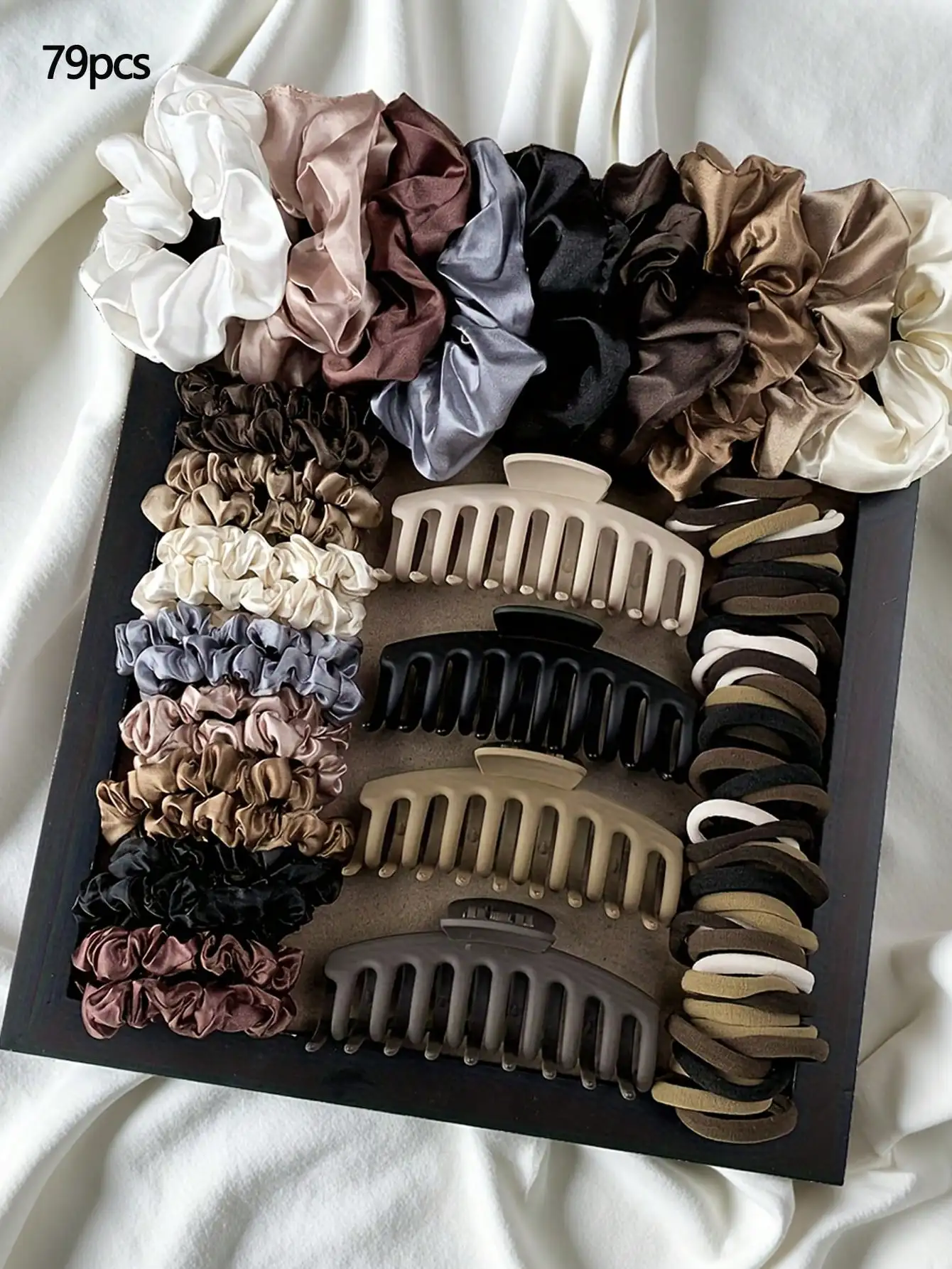 79pcs/Set Autumn/Winter Maillard Elastic Hair Ties, 9/16/50/4 Sizes, Versatile, Non-Damaging, Large Hair Claws, Diverse Hair Accessories, Suitable For All Seasons, Head Accessories, Scrunchies
79pcs/Set Autumn/Winter Maillard Elastic Hair Ties, 9/16/50/4 Sizes, Versatile, Non-Damaging, Large Hair Claws, Diverse Hair Accessories, Suitable For All Seasons, Head Accessories, Scrunchies