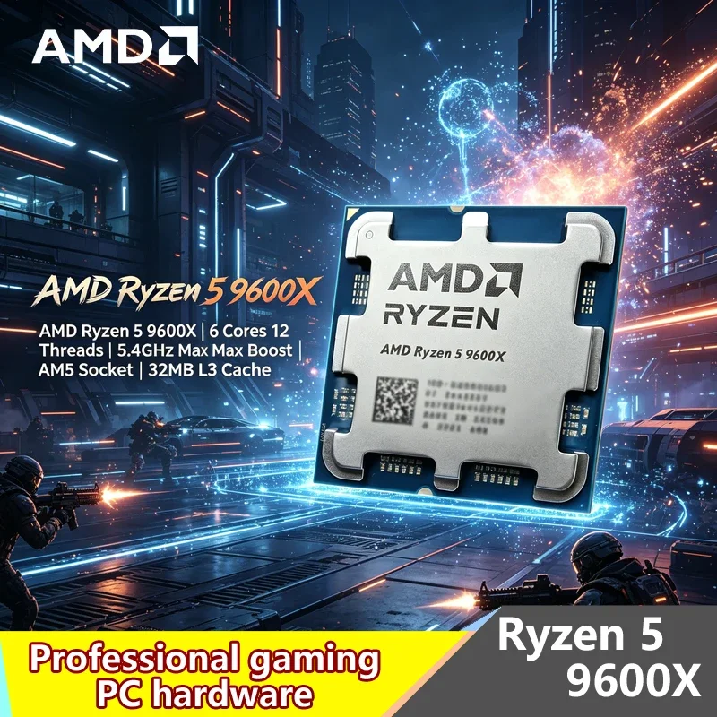 AMD Ryzen 5 9600X Unlocked Tray CPU |6C12T,5.4GHz Max Boost,32MB L3 Cache,AM5,Compatible B850/X870 for Gaming Desktop PC
AMD Ryzen 5 9600X Unlocked Tray CPU |6C12T,5.4GHz Max Boost,32MB L3 Cache,AM5,Compatible B850/X870 for Gaming Desktop PC