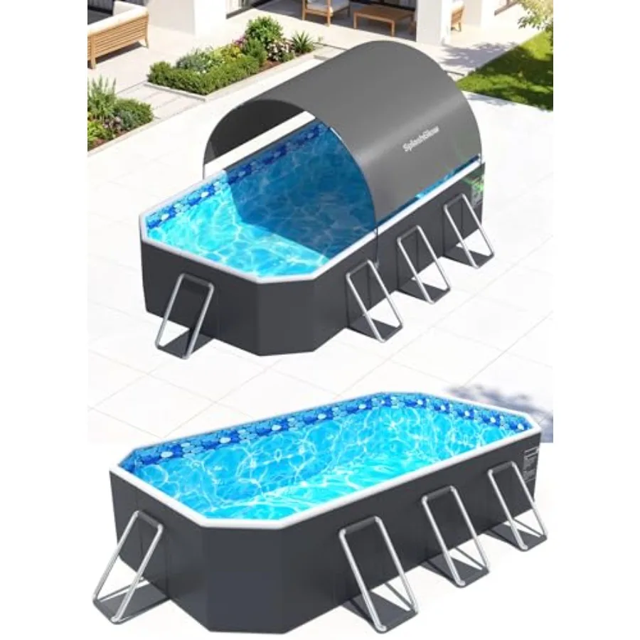 Backyard foldable pool with canopy, hard plastic, gray, non-inflatable large collapsible swimming pool for adults 90x50x20
Backyard foldable pool with canopy, hard plastic, gray, non-inflatable large collapsible swimming pool for adults 90x50x20