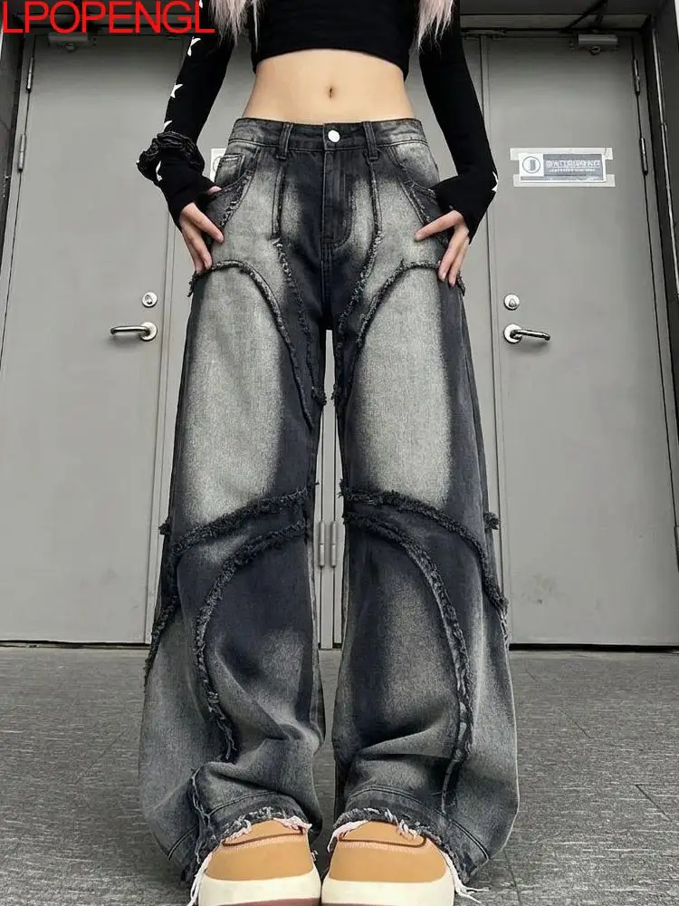 New Woman Fashion Personalized Patchwork Rough Edges Retro Patchwork Jeans Washed High Waisted Button Straight Wide-leg Pants
New Woman Fashion Personalized Patchwork Rough Edges Retro Patchwork Jeans Washed High Waisted Button Straight Wide-leg Pants