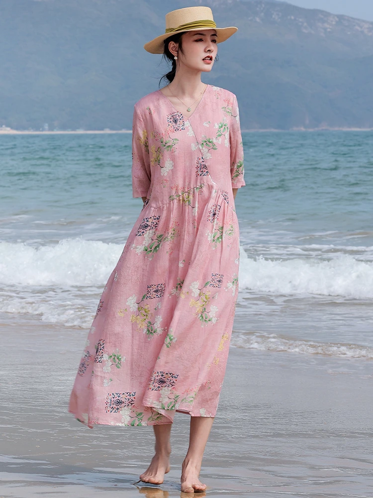 100% Ramie Floral Print Long Dress Women New 2026 Summer Vintage Style V-neck Loose Comfortable Ladies Vacation Dresses M2376
100% Ramie Floral Print Long Dress Women New 2026 Summer Vintage Style V-neck Loose Comfortable Ladies Vacation Dresses M2376