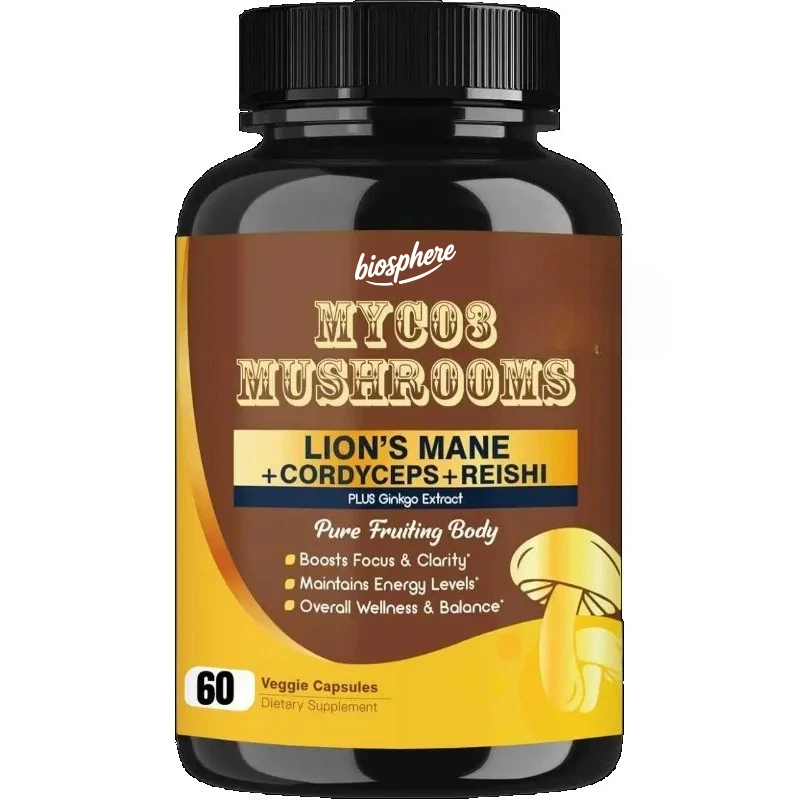 Lion's mane supplement capsule contains mushrooms, cordyceps, lingzhi, and ginkgo leaves -60 capsules
Lion's mane supplement capsule contains mushrooms, cordyceps, lingzhi, and ginkgo leaves -60 capsules