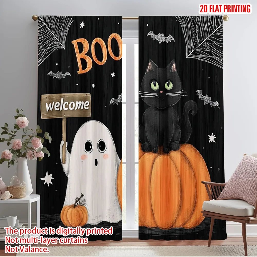 2pcs,2D plane printing Print Curtains Black Cat_ Bats & Pumpkins Durable 100% Polyester Fabric (without rod) Decorations For
2pcs,2D plane printing Print Curtains Black Cat_ Bats & Pumpkins Durable 100% Polyester Fabric (without rod) Decorations For
