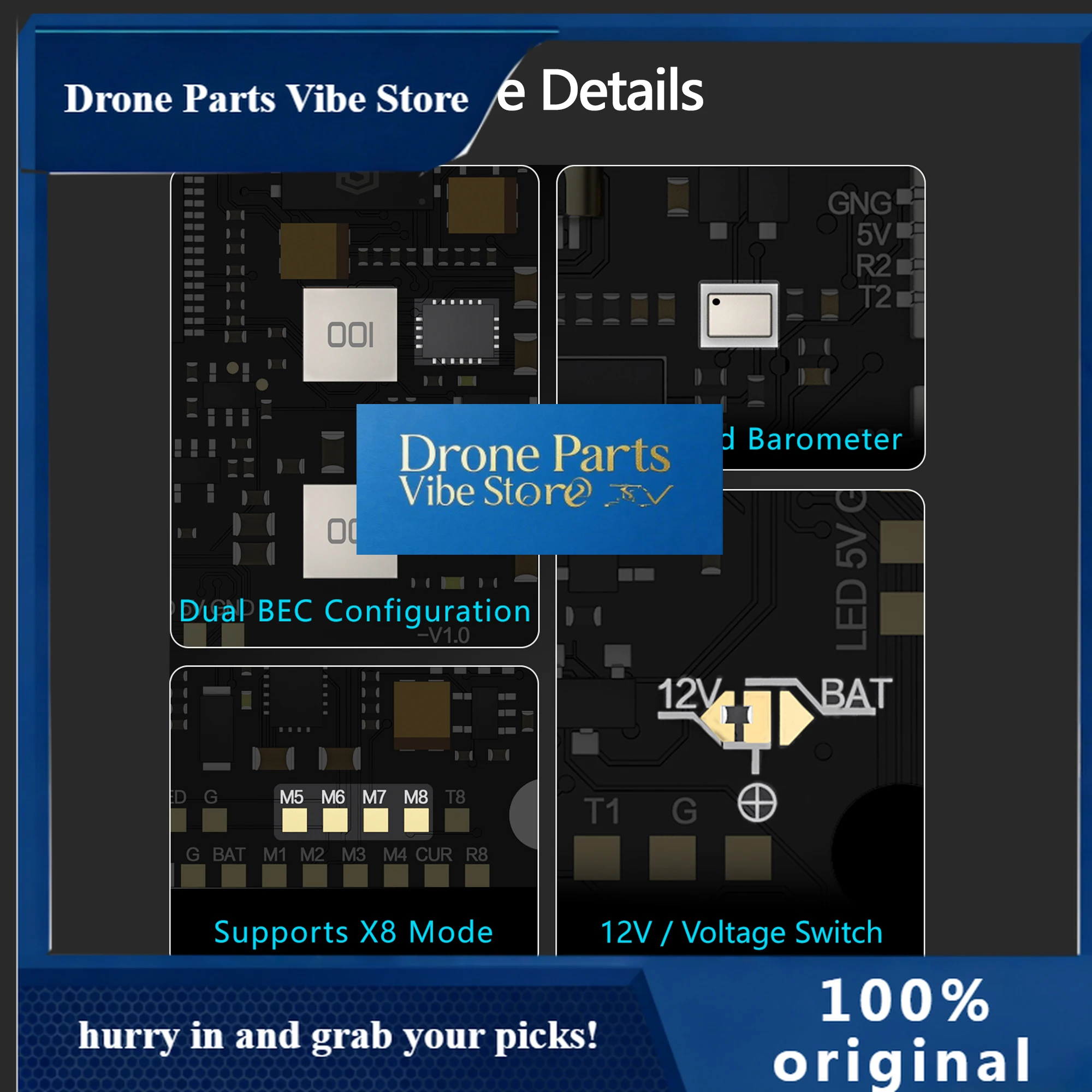 Drone PartsGEPRC Taker F745 BT 8bit 60a 4 In 1 ESC 512MB Black Box Data Analysis Dual Flight Barometer Groscope FPV UAV Parts
Drone PartsGEPRC Taker F745 BT 8bit 60a 4 In 1 ESC 512MB Black Box Data Analysis Dual Flight Barometer Groscope FPV UAV Parts