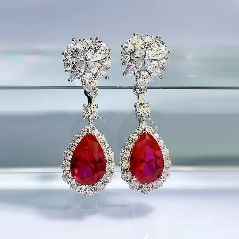 Fine Lady Ruby Diamond Dangle Earring 100% Real 925 Sterling Silver Jewelry Engagement Wedding Drop Earrings for Women Gift
Fine Lady Ruby Diamond Dangle Earring 100% Real 925 Sterling Silver Jewelry Engagement Wedding Drop Earrings for Women Gift