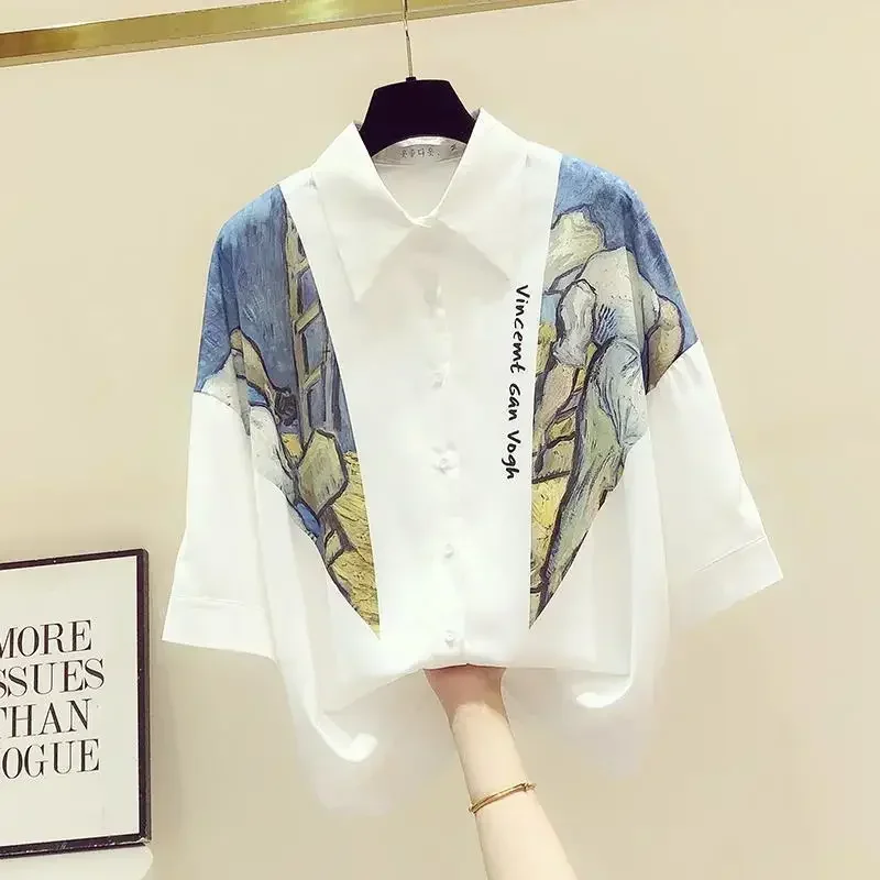 Womens Clothing Summer Vintage Print Patchwork Harajuku Streetwear Irregular Shirt Casual Simple Short Sleeve Loose Blouse Blusa
Womens Clothing Summer Vintage Print Patchwork Harajuku Streetwear Irregular Shirt Casual Simple Short Sleeve Loose Blouse Blusa