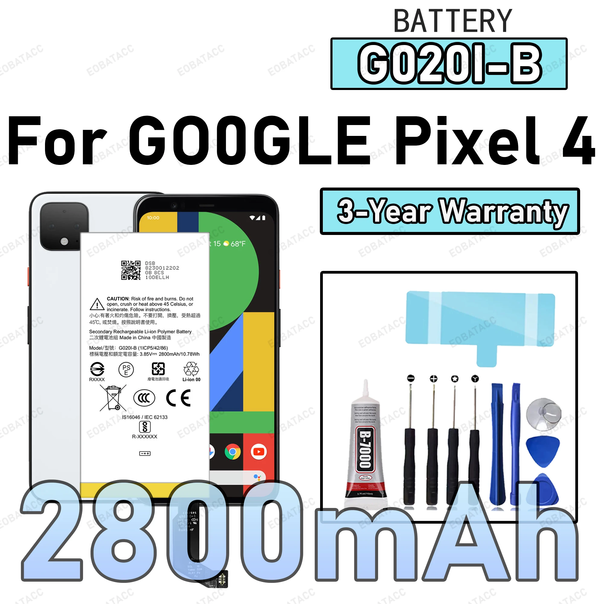 100% New Zero Cycle G020I-B Battery For GOOGLE Pixel 4 Phone Replacement Bateria +Free Tools
100% New Zero Cycle G020I-B Battery For GOOGLE Pixel 4 Phone Replacement Bateria +Free Tools