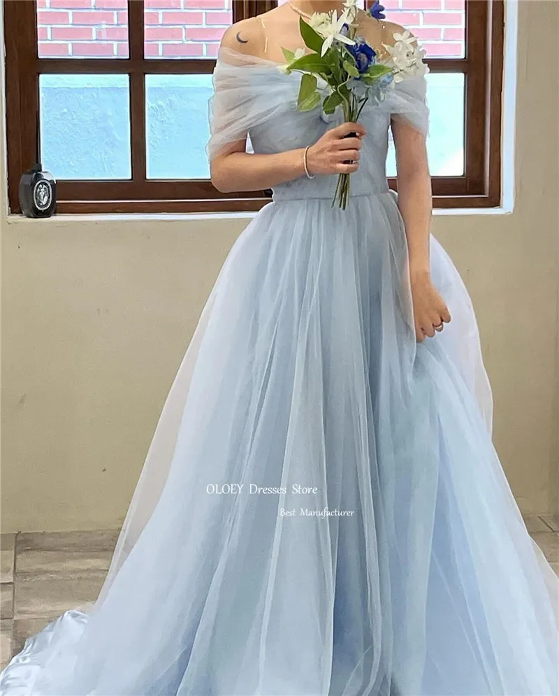 OLOEY Simple Baby Blue Tulle Long Evening Dresses Korea Off Shoulder Floor Length Prom Gowns Wedding Party Dress Corset Back
OLOEY Simple Baby Blue Tulle Long Evening Dresses Korea Off Shoulder Floor Length Prom Gowns Wedding Party Dress Corset Back