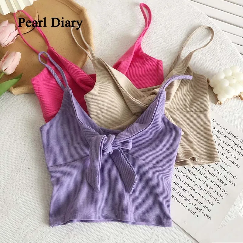 Pearl Diary V-neck Sling Bowknot Vest Sexy Short Summer Crop Top Frenulum Thin Women Top Fashion
Pearl Diary V-neck Sling Bowknot Vest Sexy Short Summer Crop Top Frenulum Thin Women Top Fashion
