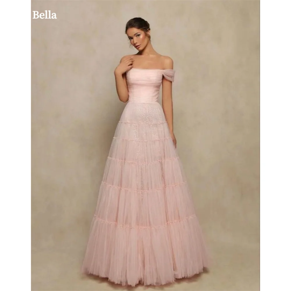 Bella Tulle Off the Shoulder Simple robes de soirée A-Line Multilayer Tiered Ruffle Evening Dresses Graduation Wedding Dress
Bella Tulle Off the Shoulder Simple robes de soirée A-Line Multilayer Tiered Ruffle Evening Dresses Graduation Wedding Dress