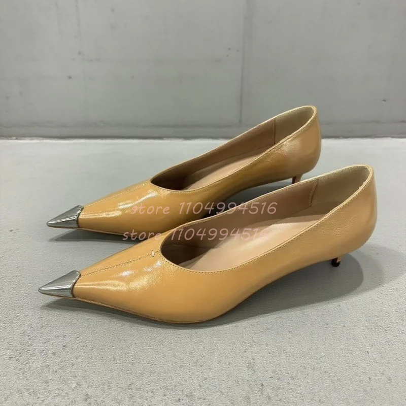 Splicing Metal Patent Leather Pointed High Heels Women Fashion Shallow Cover Heel Stiletto Pumps Sexy Party Mule Single Shoes
Splicing Metal Patent Leather Pointed High Heels Women Fashion Shallow Cover Heel Stiletto Pumps Sexy Party Mule Single Shoes