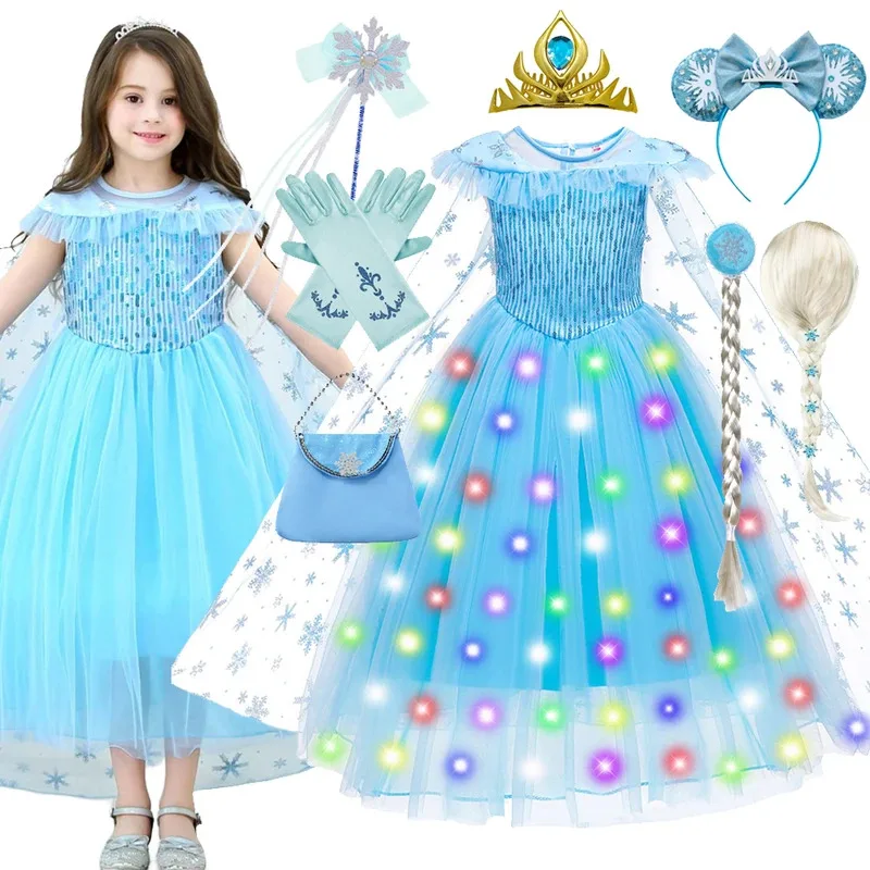 Elsa Costume Frozen LED Princess Dress Snow Queen Fancy Cosplay Party Elegant Toddler Light Up Carnival Halloween Clothes 2-10Y 
Elsa Costume Frozen LED Princess Dress Snow Queen Fancy Cosplay Party Elegant Toddler Light Up Carnival Halloween Clothes 2-10Y